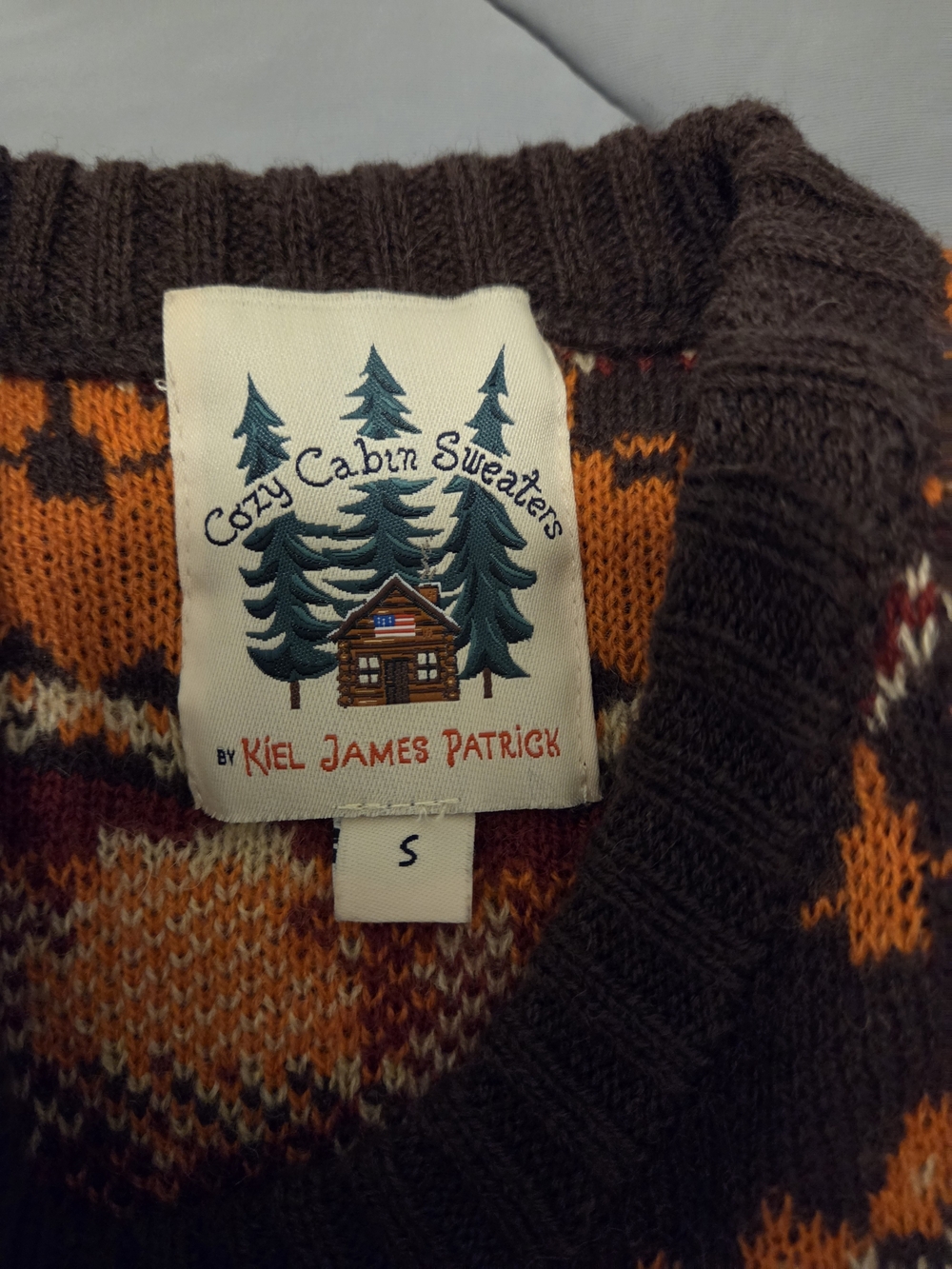 Brown & Orange Fox Pattern Knit Sweater - Picture 2 of 5